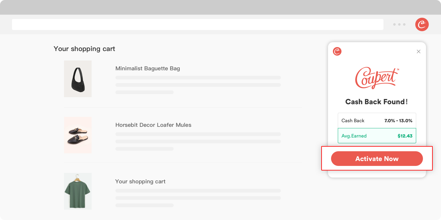 Click the 'Activate Cash Back' button before purchase.

